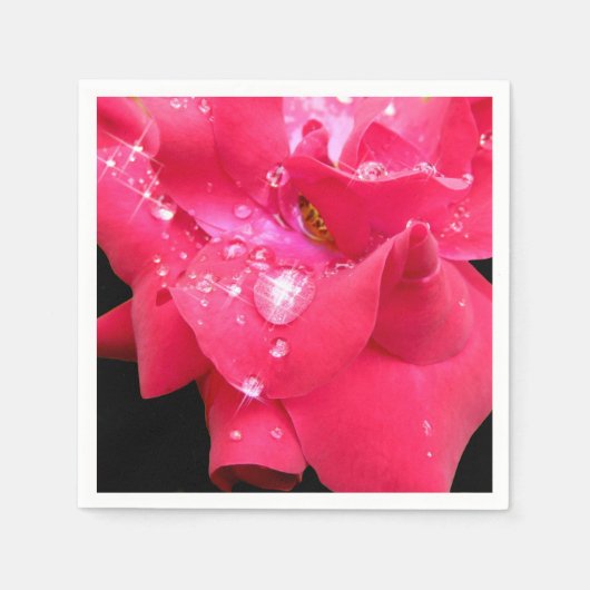 Tropfen auf Blätter Papier Napkins Serviette (Vorderseite)