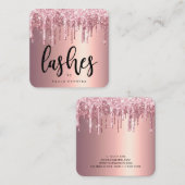 Tropfen aus Edelstahl, Rose, Goldgold, und Glitze Quadratische Visitenkarte (Vorne/Hinten)