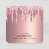 Tropfen aus Edelstahl, Rose, Goldgold, und Glitze Quadratische Visitenkarte (Rückseite)