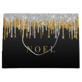 Tropfen aus Gold und Silber und Glitzer Große Geschenktüte (Vorderseite)