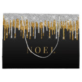 Tropfen aus Gold und Silber und Glitzer Große Geschenktüte (Rückseite)
