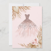 Tropfen aus hübschem Glitzer, Kleid, Pampas, Rosa Einladung (Rückseite)