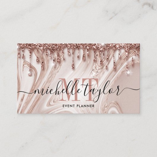 Tropfen aus Minimalistischer Rose, Goldmarmor Visitenkarte (Vorderseite)