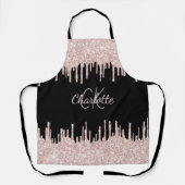 Tropfen aus schwarzem Glitzer Rose, goldfarbene Mo Schürze (Vorderseite)