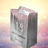 Tropfen aus Silberblättern, rosa Monogramm Mittlere Geschenktüte