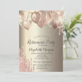 Tropfen Balloons Champagne Rente Einladung (Stehend Vorderseite)