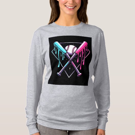 Tropfen Baseball Bat Magic - Neon Splash Zuhause P T-Shirt (Vorderseite)