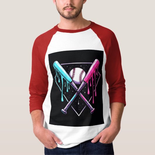 Tropfen Baseball Bat Magic - Neon Splash Zuhause P T-Shirt (Vorderseite)