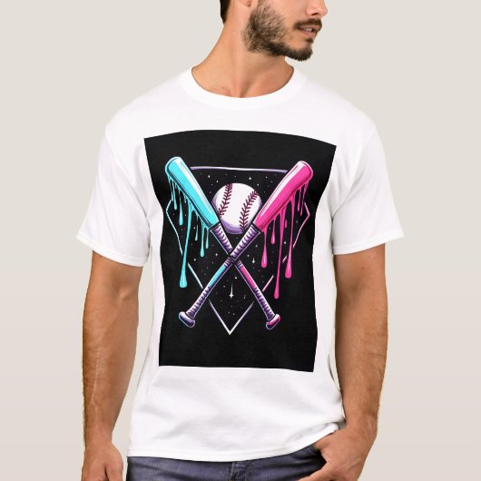 Tropfen Baseball Bat Magic - Neon Splash Zuhause P T-Shirt (Vorderseite)