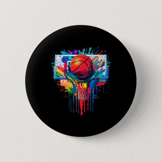 Tropfen Basketball Ball Hoop Slam Dunk Dripp Button (Vorderseite)