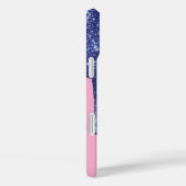 Tropfen Blue Glitzer Monogram Phone Case (Rückseite / Rechts)