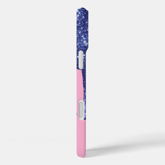 Tropfen Blue Glitzer Monogram Phone Case (Rückseite / Rechts)