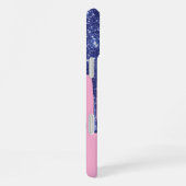 Tropfen Blue Glitzer Monogram Phone Case iPhone Hülle (Rechte Seite)