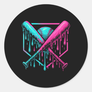 Tropfen Boys Baseball Bat und Runder Aufkleber