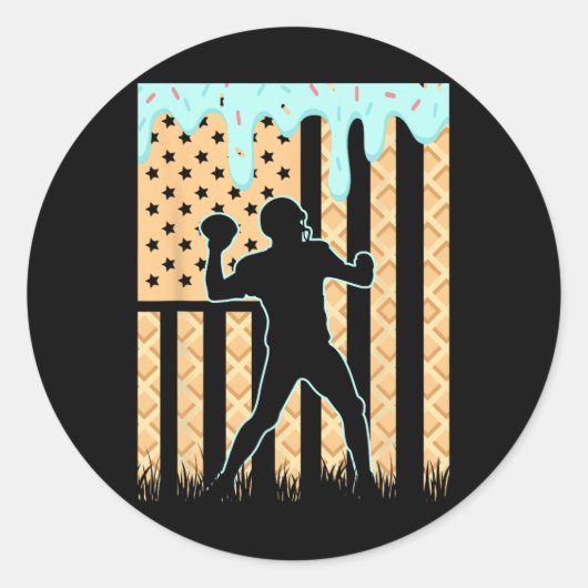 Tropfen Boys Drilling Ice Cream Football Ame Runder Aufkleber (Vorderseite)