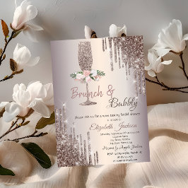 Tropfen Brunch & Bubbly Rose Gold Brautparty Einladung