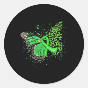 Tropfen Butterfly Grüne Ribbon Nierenerkrankung Aw Runder Aufkleber