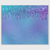 Tropfen des Lila blauen Glitzer Hübsch Geschenkpapier (Flach)