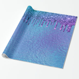 Tropfen des Lila blauen Glitzer Hübsch Geschenkpapier