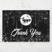 Tropfen des schwarzen Glitzer vielen Dank Schaumweinetikett (Einzelnes Label)