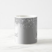 Tropfen des Silver Glitzer Name Personalisiert Mon Kaffeetasse (Mittel)