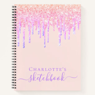 Tropfen des Sketchbook-Rosa-Glitzer Notizblock