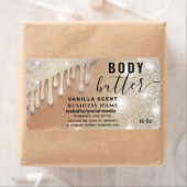 Tropfen funkeln glitzerndes Skript-Butterlabel (Insitu)