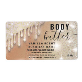 Tropfen funkeln glitzerndes Skript-Butterlabel