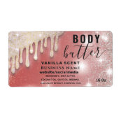 Tropfen funkeln glitzerndes Skript-Butterlabel (Vorne)