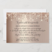 Tropfen Funkelnd Hochzeiten Rose Gold Glitzer Effe Einladung (Rückseite)