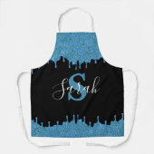 Tropfen für aquamarine Glitzer in Blau und Schwarz Schürze (Vorderseite)