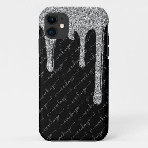 Tropfen für den Black Silver Glitzer Handgeschrieb Case-Mate iPhone Hülle