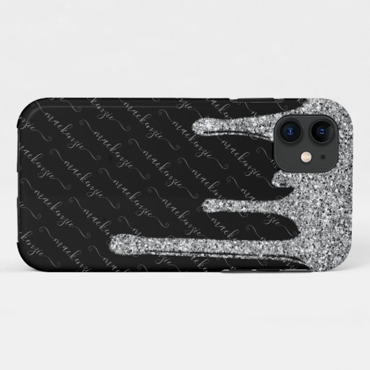 Tropfen für den Black Silver Glitzer Handgeschrieb Case-Mate iPhone Hülle (Rückseite (Horizontal))