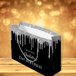 Tropfen für den Geburtstagsschwarzsilber Große Geschenktüte