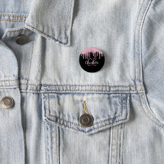 Tropfen für den Glitzer in Schwarz-Rosa Button (Beispiel)