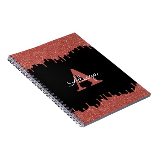 Tropfen für den Glitzer in Schwarz/Rosa Notizblock (Rechte Seite)