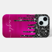 Tropfen für den Schwarzen Glitzer - Hot-Pink-Glam- Case-Mate iPhone Hülle (Rückseite (Horizontal))