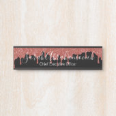 Tropfen für die Bürotür in Rosa und Schwarz-Glitze Türschild (Vorderseite )