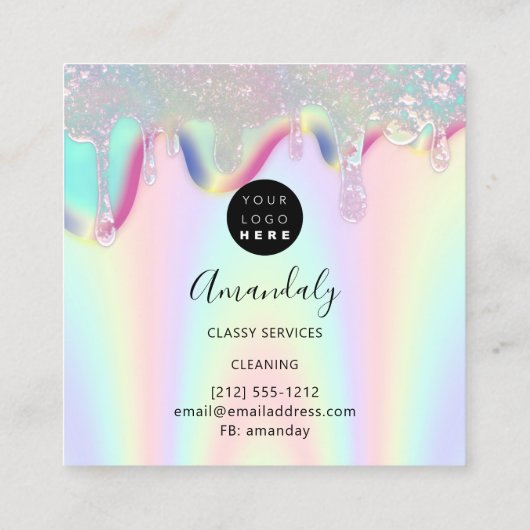 Tropfen für die Logoauswahl im Reinigungsbüro Quadratische Visitenkarte (Rückseite)