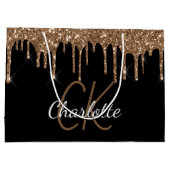 Tropfen für Glitzer mit Monogramm-Namen Große Geschenktüte (Rückseite)