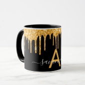 Tropfen für Glitzer mit Monogramm-Namen Tasse (Vorderseite Links)