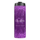 Tropfen für lila Glitzer mit benutzerdefinierten M Thermosbecher (Vorderseite)