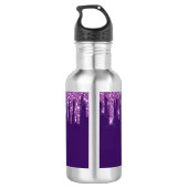 Tropfen für lila Glitzer Rosa Monogramm Edelstahlflasche (Rückseite)