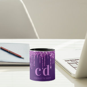Tropfen für lila Glitzer Tasse