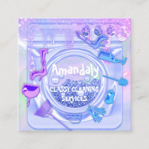 Tropfen für Reinigungs-Service-Logo QRCode-Wäsche- Quadratische Visitenkarte