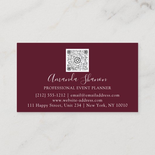 Tropfen für Veranstaltungsplaner Rose QR-Logo Visitenkarte (Rückseite)