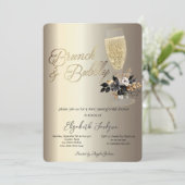 Tropfen Glass Black Rose Weinbrunch & Bubbly Einladung (Stehend Vorderseite)