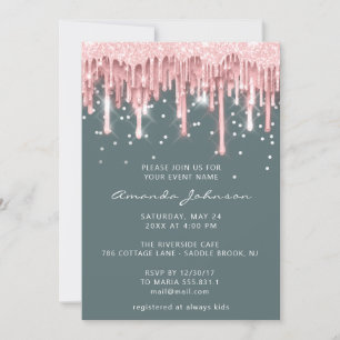 Tropfen Glitzer Bridal Wedding Sweet 16 Rose Minze Einladung