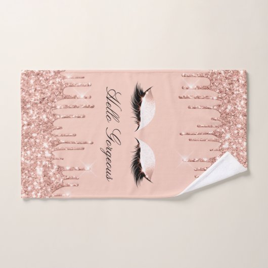 Tropfen Glitzer Effect Lash Hallo Schönheit Rose A Badhandtuch Set (Handtuch)