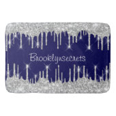 Tropfen Glitzer Effekt Blue Navy Course Name Silve Badematte (Vorderseite)